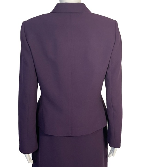 Le Suit Purple Plum 2 Piece Blazer Ruffle Skirt Suit Sz 8 - Picture 7 of 11